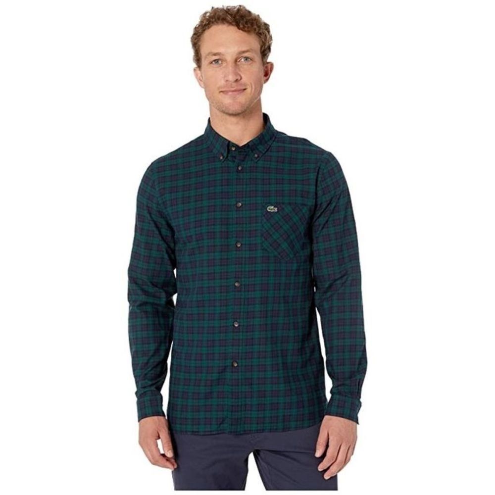 Lacoste Blue and Green Casual Button Down Shirt